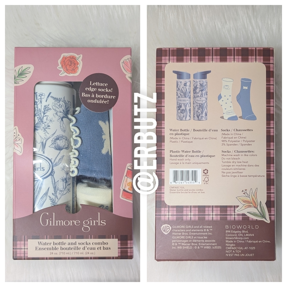 Gilmore Girls Dragonfly Inn / Stars Hollow Water Bottle and Socks Boxed Set 🎁